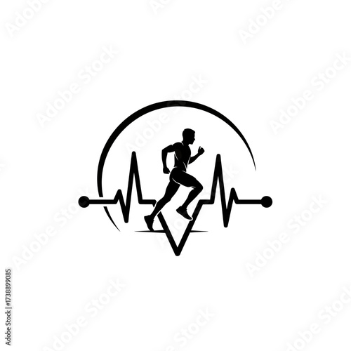 Silhouette of a runner integrated with an electrocardiogram line representing health