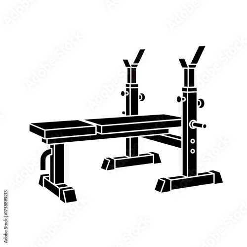 Bench press equipment silhouette for strength training, bodybuilding, and fitness routines