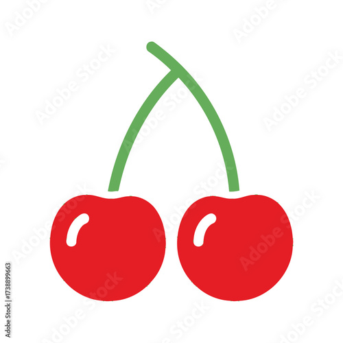 Minimalist cherry icon vector illustration evoking freshness and simple pleasures