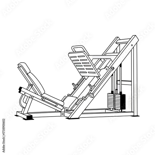 Leg press machine illustration for fitness studios, equipment and strength training