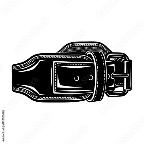 Monochrome weightlifting belt vector illustration emphasizing strength and support