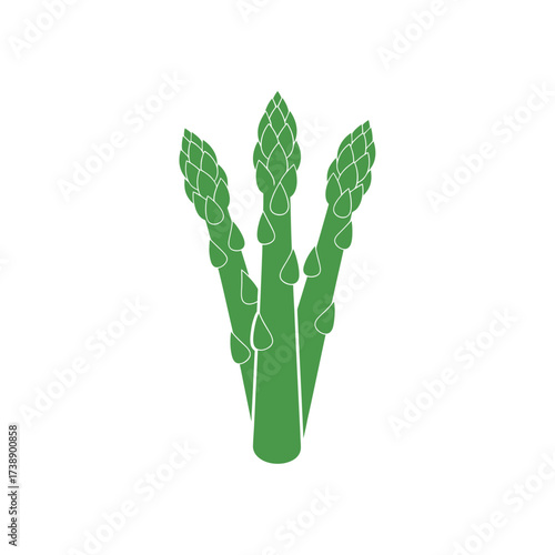 Minimalistic rendering of vibrant green asparagus spears isolated on clean white background
