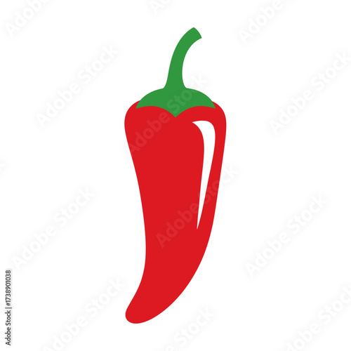 Stylized red chili pepper illustration offering bold simple design with vibrant color