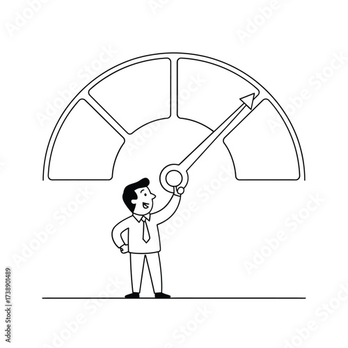 Businessman adjusting a dial on a gauge to increase performance