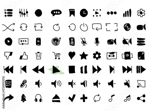 Set of black vector doodle icons 