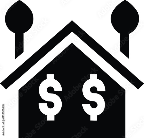 Stylized Silhouette of a Pig in a Sty on White Background farm animal