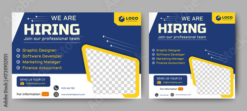 Hiring Recruitment banner web page and social media post template. vector