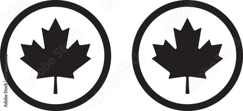 Canada Leaf Emblem: Two iconic maple leaf emblems, symbols of Canadian identity, stand out against a pristine backdrop. Captured in bold black and white, each emblem represents the nation's heritage.