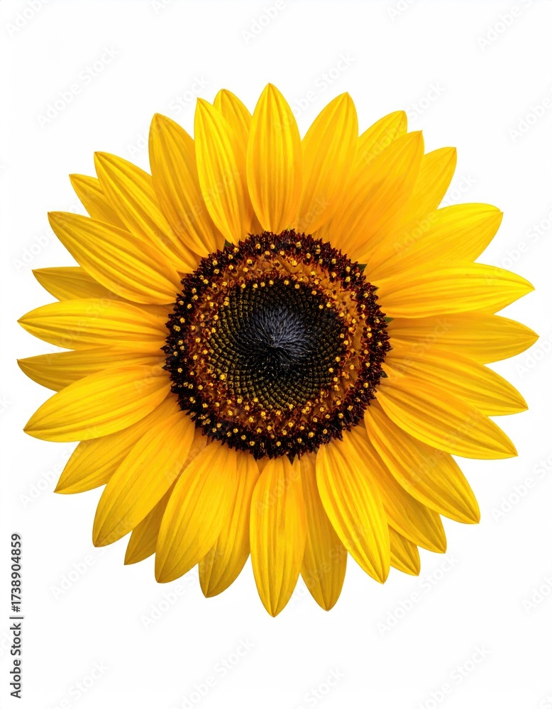 Fototapeta premium Bright yellow sunflower isolated, centered