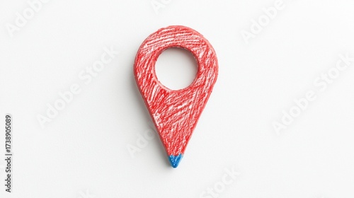 Bright Crayon Sketch of GPS Marker with Colorful Details