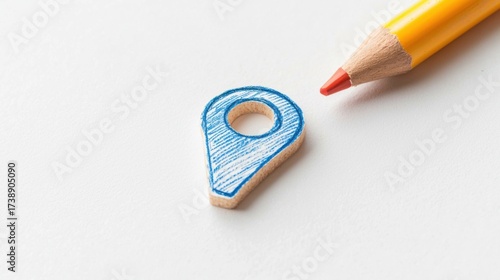 Bright Crayon Sketch of GPS Marker with Colorful Pencil Accent