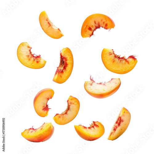 Wallpaper Mural Falling slices of Peach isolate on transparency background Torontodigital.ca