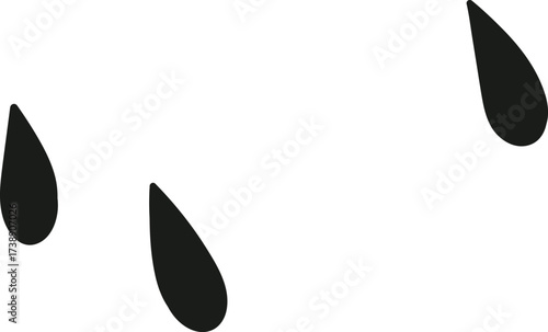 Three black teardrop shapes on a white background