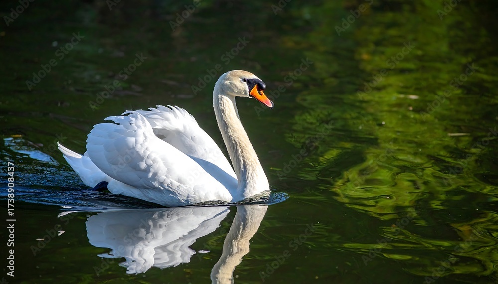Obraz premium Graceful swan on tranquil water