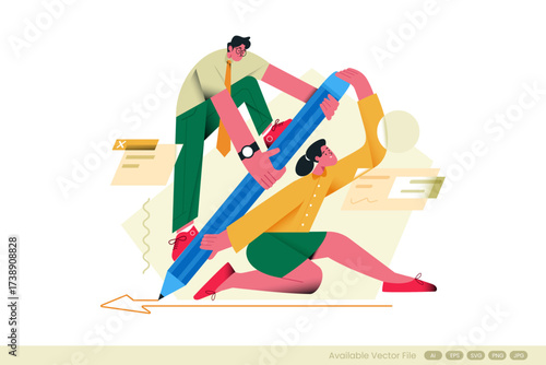 Teamwork drawing a line