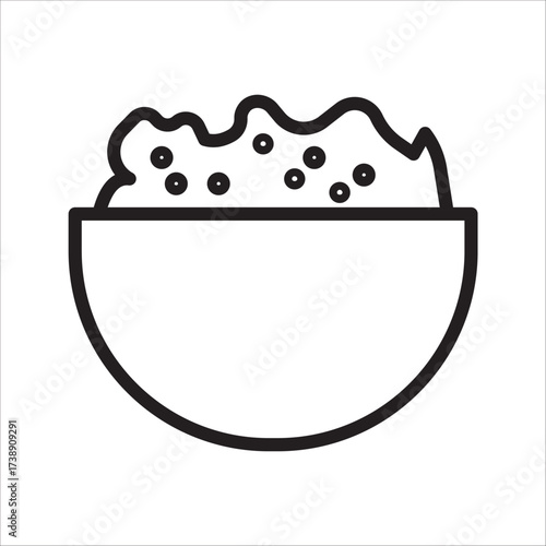 Breakfast, oatmeal and cereals editable stroke outline icons  isolated on white background flat vector illustration. 