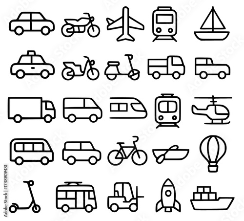 Transportation Icons - Diverse Modes of Travel.