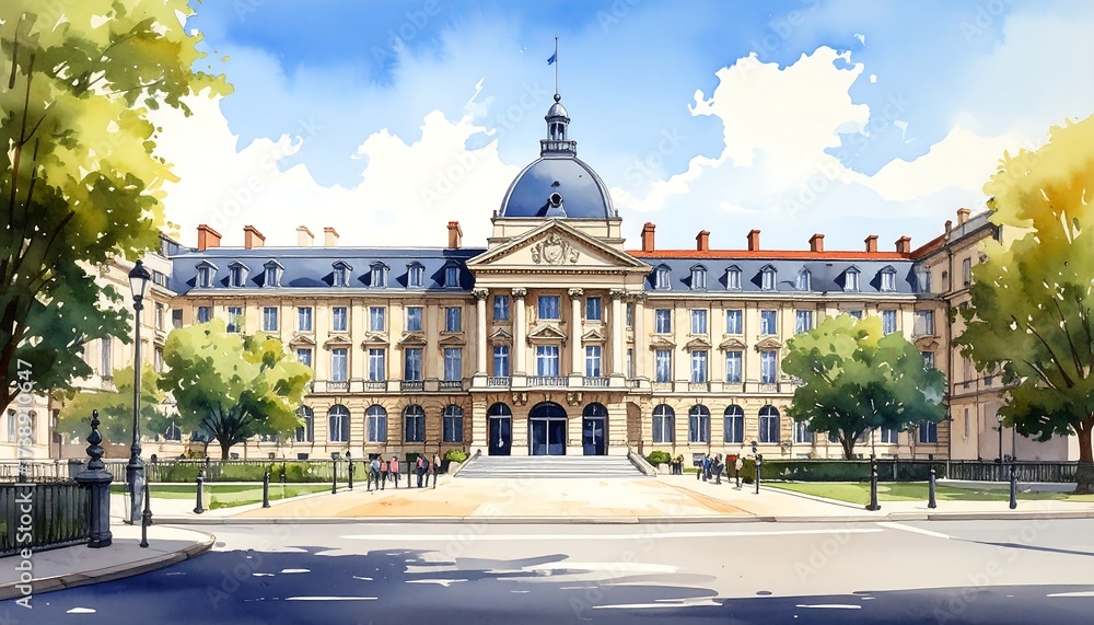 Fototapeta premium Grand European building, sunny day