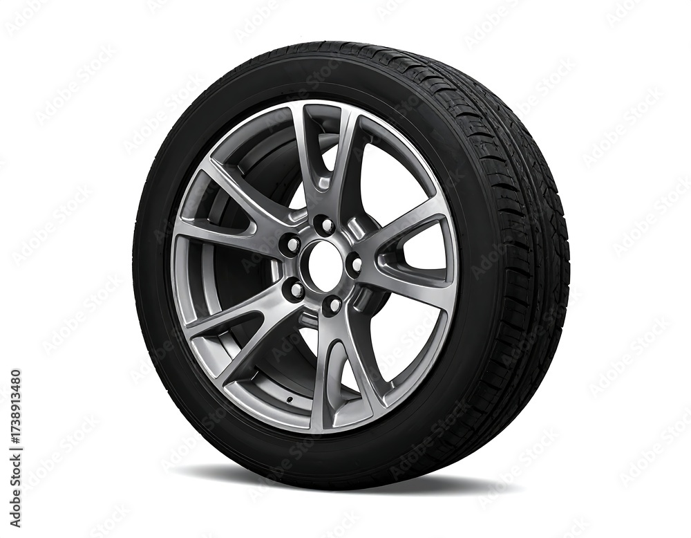 Obraz premium Gray alloy wheel with black tire
