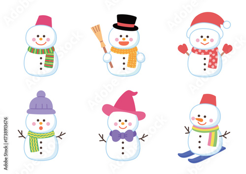かわいい雪だるまのセット