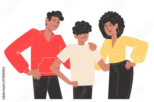 Two adults and a child pose together
