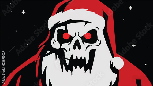 Death Santa is Scary Illustrator Artwork Banner Background Design Template 
