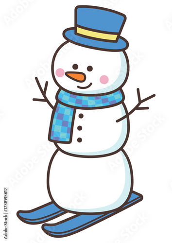 スキーをする雪だるま