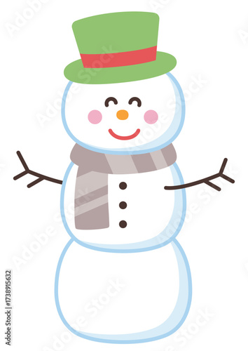シルクハットのかわいい雪だるま