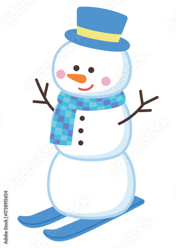 スキーをする雪だるま