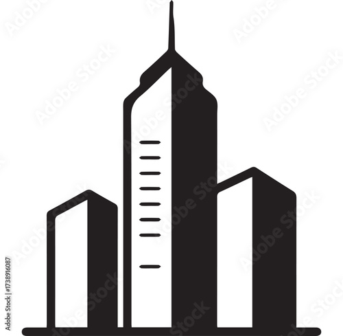 Abstract Skyscraper Silhouette with Overlapping Sections
