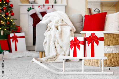 Christmas presents on sled ...