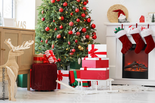 Festive christmas tree with...