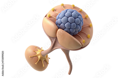3d medical illustration of a kidney with tumor isolated on transparent background