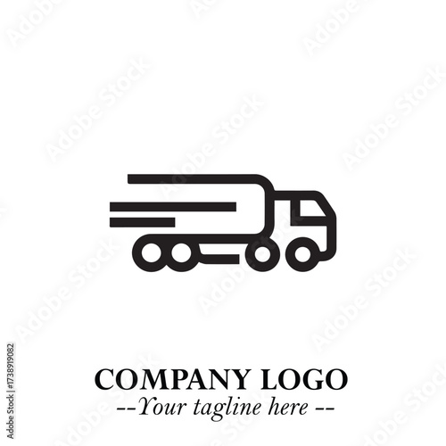 Black and White Transport Logo Illustration in Minimalist Modern Vector Design for Mobility and Travel