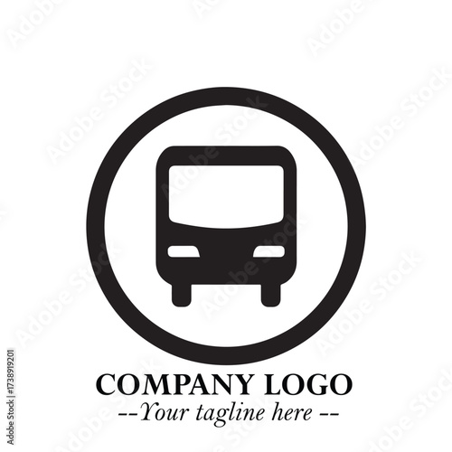 Black and White Transport Logo Illustration in Minimalist Modern Vector Design for Mobility and Travel