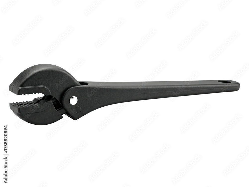 Obraz premium Black plastic self-adjusting wrench for plumbing and repairs on a transparent background