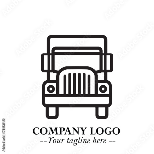 Black and White Transport Logo Illustration in Minimalist Modern Vector Design for Mobility and Travel