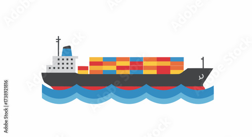 cargo ship isolated on white