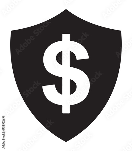 Abstract shield with dollar sign silhouette design