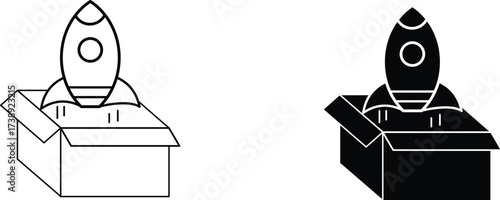 Product lunch icon vector graphic illustration  with white background flat hand made icon fill icon 