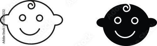 Baby face icon vector graphic illustration  with white background flat hand made icon fill icon 