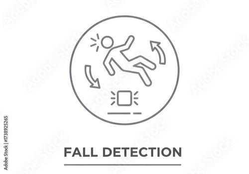  Minimal icon of a fall detection sensor — no background, no shadow PNG