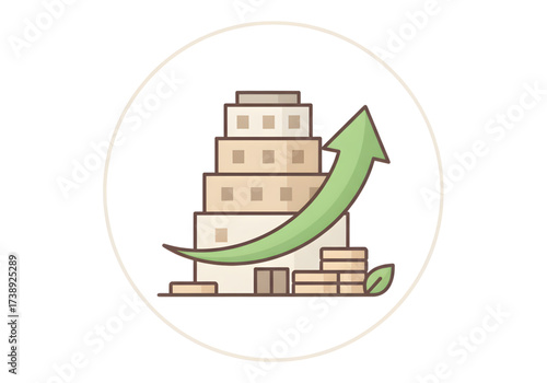 Minimal icon of a scale-up building icon — no background, no shadow PNG