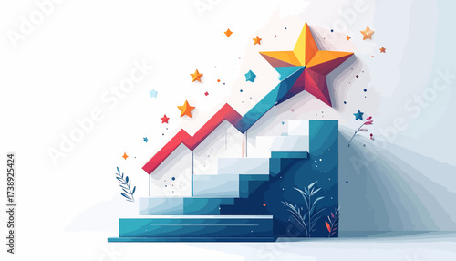 Staircase leading to a star, symbolizing growth and achievement.