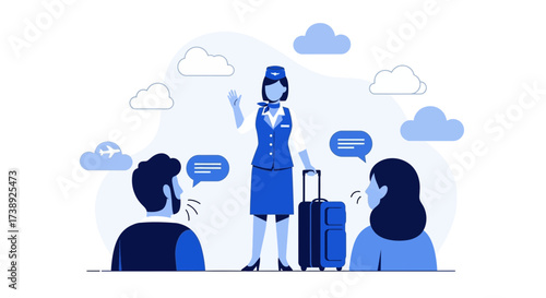 Cheerful Flight Attendant Welcoming Passengers for Air Travel Experience