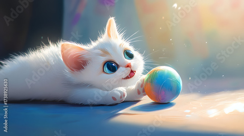 white cat on the grass, cat