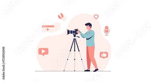 Creative Content Creator Capturing Moments with Modern Camera for Social Media Platforms