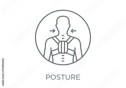 Minimal icon of a posture corrector icon — no background, no shadow PNG