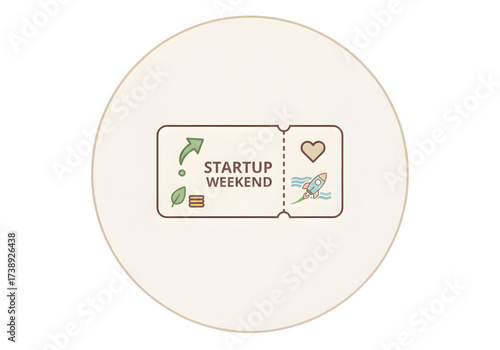  Minimal icon of a startup weekend ticket — no background, no shadow PNG