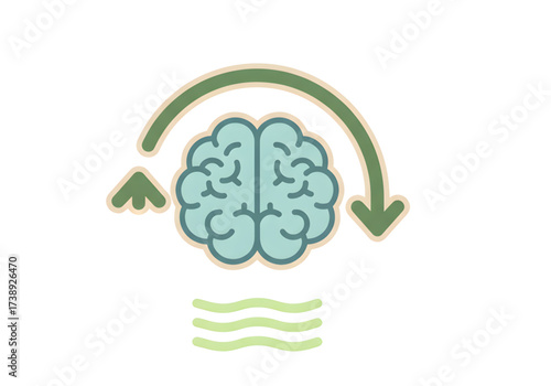 Minimal icon of a brain reset icon — no background, no shadow PNG